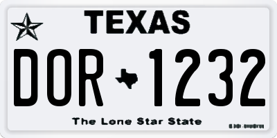 TX license plate DOR1232