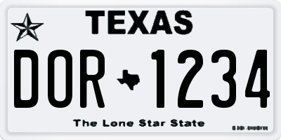 TX license plate DOR1234
