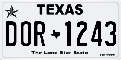 TX license plate DOR1243