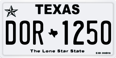 TX license plate DOR1250