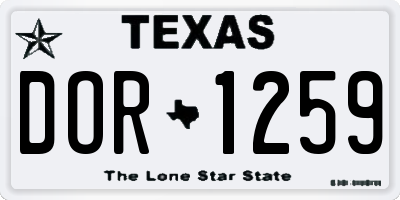 TX license plate DOR1259