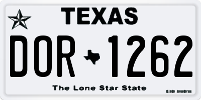 TX license plate DOR1262