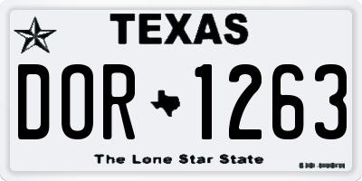 TX license plate DOR1263