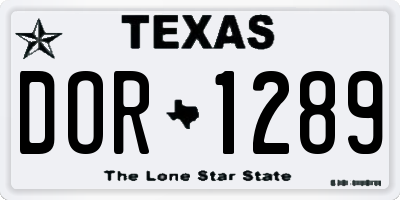 TX license plate DOR1289