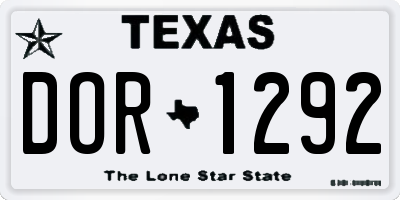 TX license plate DOR1292