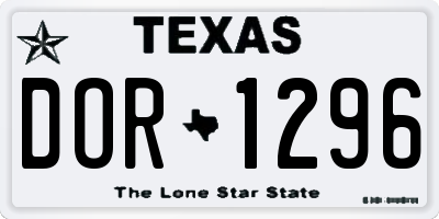 TX license plate DOR1296