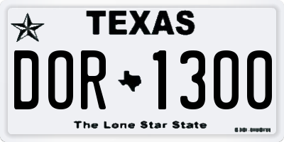 TX license plate DOR1300