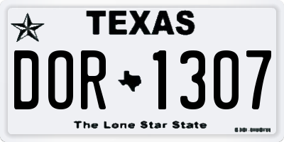 TX license plate DOR1307