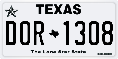 TX license plate DOR1308