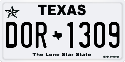 TX license plate DOR1309
