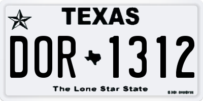 TX license plate DOR1312