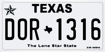 TX license plate DOR1316