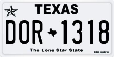 TX license plate DOR1318
