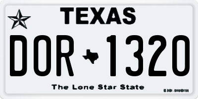 TX license plate DOR1320