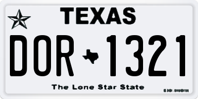 TX license plate DOR1321