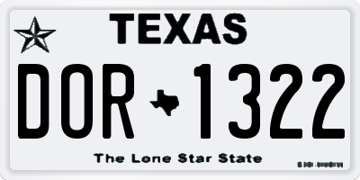 TX license plate DOR1322