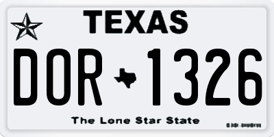 TX license plate DOR1326