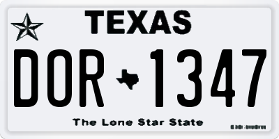 TX license plate DOR1347