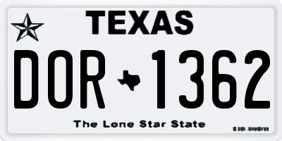 TX license plate DOR1362