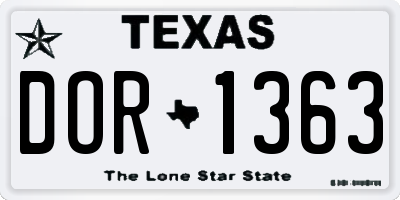 TX license plate DOR1363