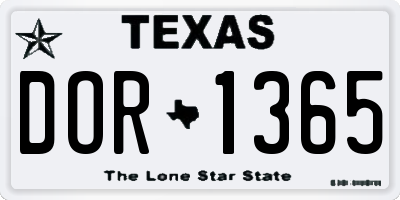 TX license plate DOR1365