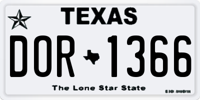 TX license plate DOR1366