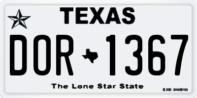 TX license plate DOR1367