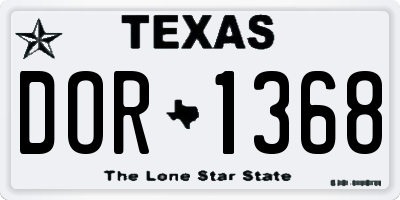 TX license plate DOR1368
