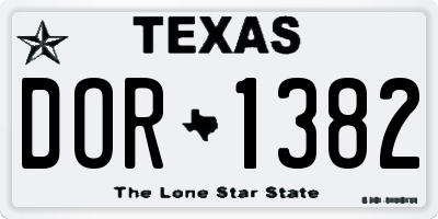 TX license plate DOR1382