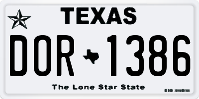 TX license plate DOR1386