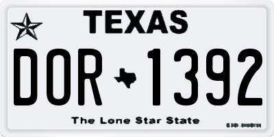 TX license plate DOR1392