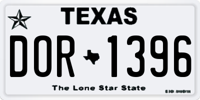 TX license plate DOR1396