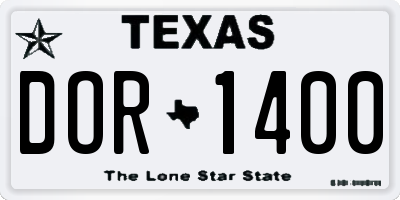 TX license plate DOR1400