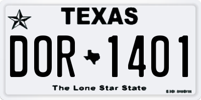 TX license plate DOR1401