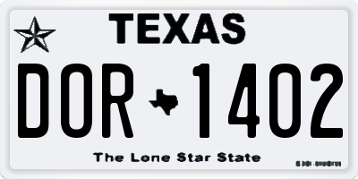 TX license plate DOR1402