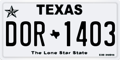 TX license plate DOR1403