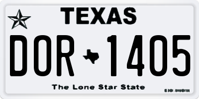 TX license plate DOR1405