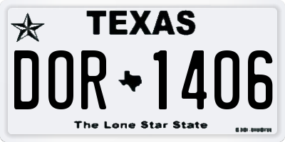 TX license plate DOR1406