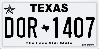 TX license plate DOR1407