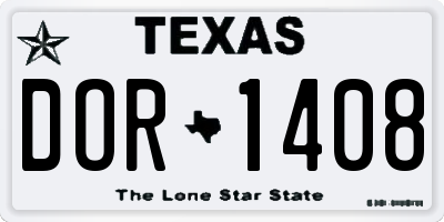 TX license plate DOR1408