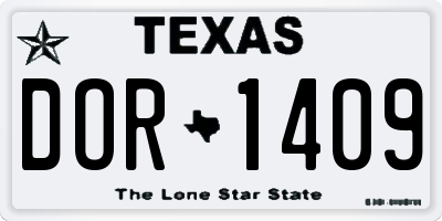 TX license plate DOR1409