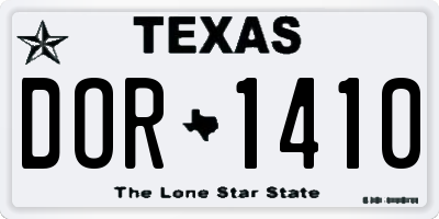 TX license plate DOR1410
