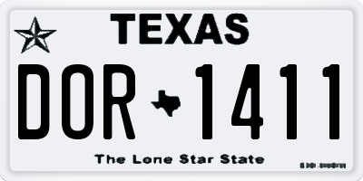 TX license plate DOR1411