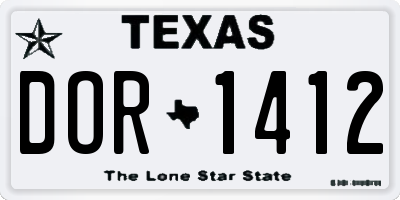 TX license plate DOR1412