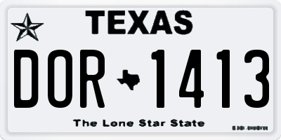 TX license plate DOR1413