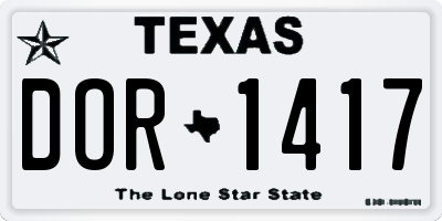 TX license plate DOR1417