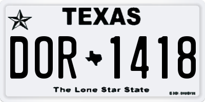 TX license plate DOR1418
