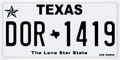 TX license plate DOR1419