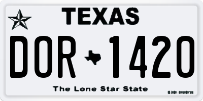 TX license plate DOR1420