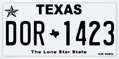 TX license plate DOR1423